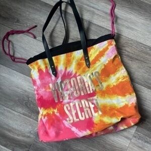 Victoria's Secret bag bright colored tie dye orange pink satchel bag